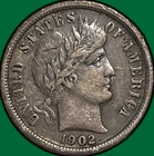 1902-S Barber Dime Choice Extremely Fine XF+ Coin #43783
