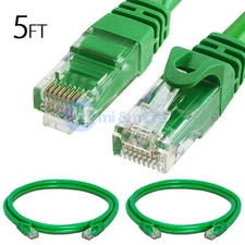 2x 5FT CAT6 Cable Ethernet Lan Network CAT 6 RJ45 Patch Cord Internet Green