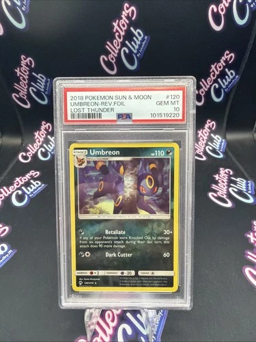 2018 UMBREON PSA 10 Lost Thunder REVERSE FOIL Pokemon SUN & MOON 120/214 POP 17