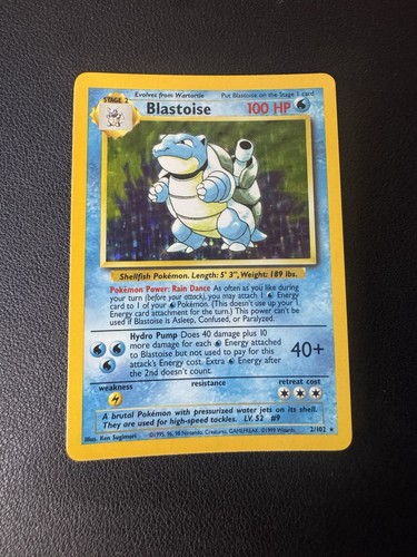 Pokémon TCG Blastoise Holo Rare Card 2/102 Base Set