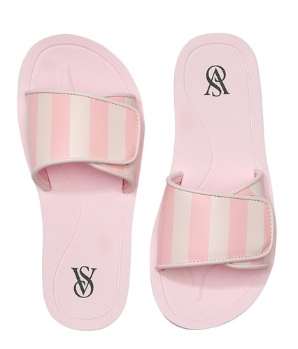Victoria's Secret Women Size 9 Heritage Signature Stripe Logo Slide On Sandals