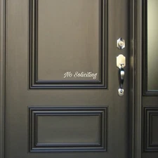 No Soliciting Sign Vinyl Die Cut Decal Sticker - Script -Sign  Door Window BS009