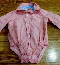 Koala Kids Boys Size 6 Months Orange /White Striped Button Up Shirt- NWOT