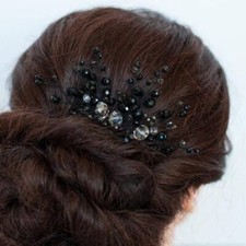 Bride Wedding Hair Side Comb Black Hair Comb Crystal Headpiece Bridal Hair