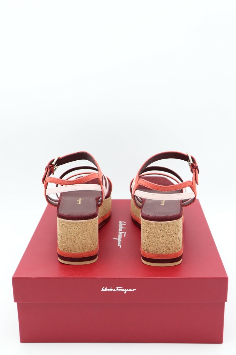NIB Salvatore Ferragamo Mysen Suede Strap Wedge Platform