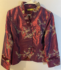 Women's Button Front Jacket Floral Sequin