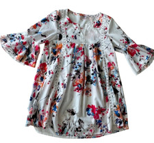 Womens size small white Floral Mini Dress swimwear Coverup roomy