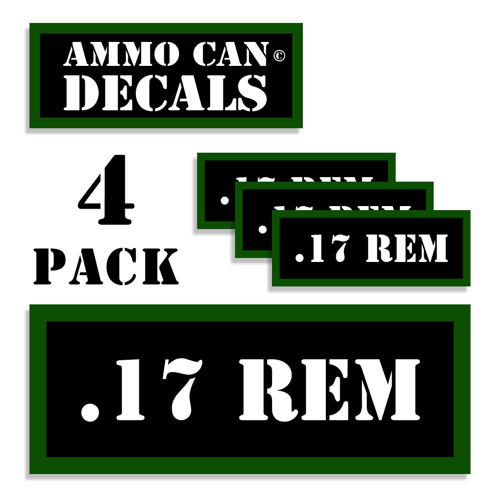 17 REM Ammo Can Labels Ammunition Case stickers decals 4 pack 3