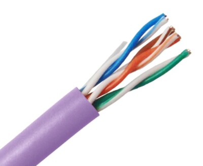 CAT5E Bulk Cable - MIG+ (U/UTP) CMR, 24AWG 8/C 100% Solid BC, Purple, 1000FT