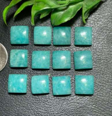 100 % Natural Amazonite Square Shape Cabochon, Loose Gemstone 5mm-15mm