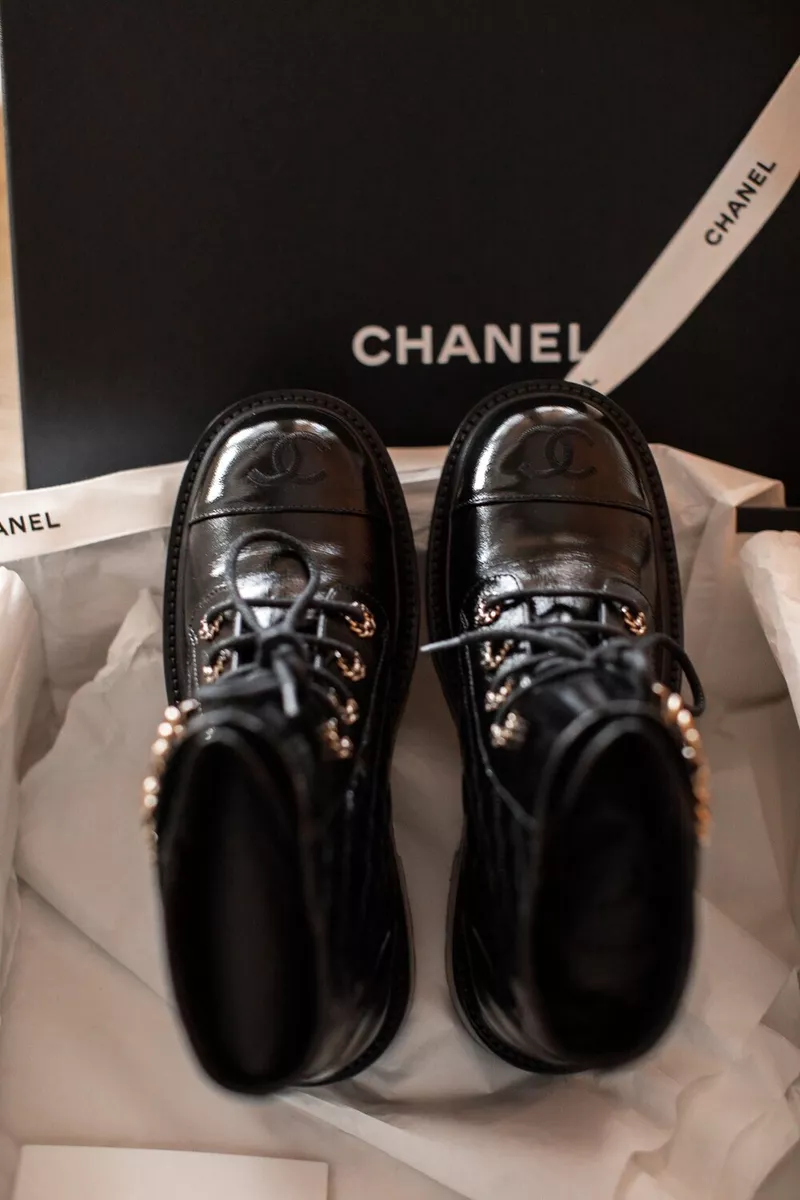 Chanel NIB Black White Ankle Boots - Vintage Lux