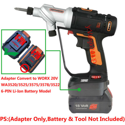 1x for Worx 20V Cordless Drill Tools Adapter for BOSCH 18V BAT609 Li-Ion Battery