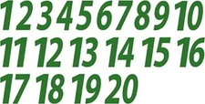 1-20 Numbers Green Sticker Vinyl Decals CHOOSE  1" - 8"  (V591)