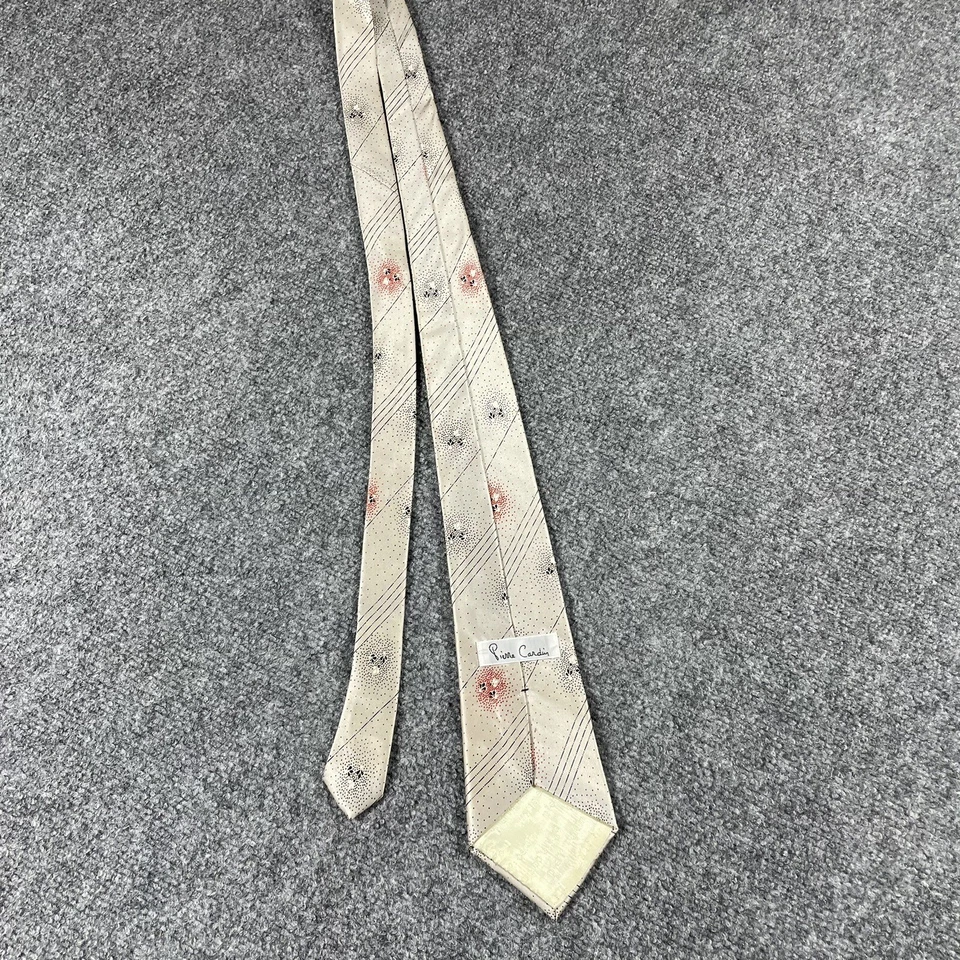 Corbata de seda Pierre Cardin vintage años 50 60 ¡NUEVA COMO NUEVA! Raya floral atómica MCM Foto 4 de 4