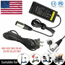 48V 42V 36V 24V 3 Pin Charger Power Adapter XLR Cord For Razor Jazzy Rascal GOGO