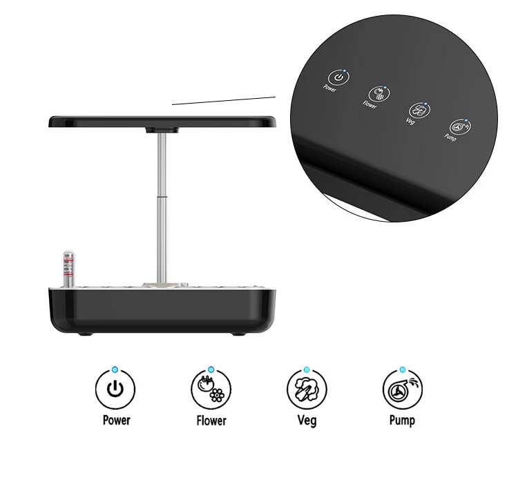 Indoor Hydrokultur Anzuchtsystem 12-Pod schwarz - Aeroponic Starter Kit - Bild 3 von 4