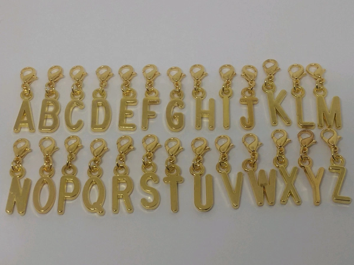 Gold Finished Clip-On Ready to Wear Letter Charms Alphabet Charms Initial  Charm