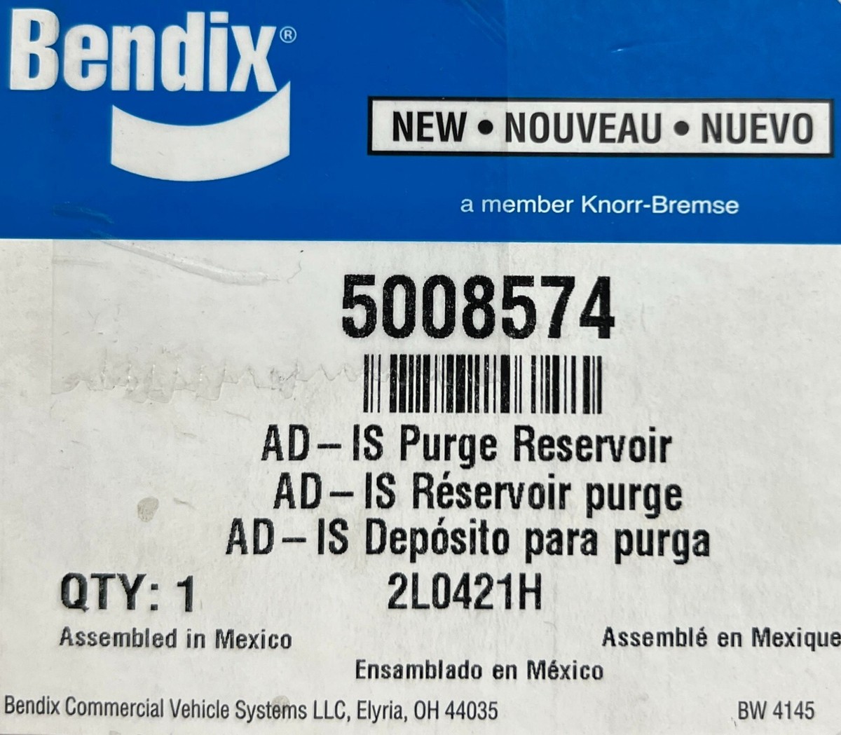 5008574 / 5008574BXW Genuine Bendix Ad-Is Purge Reservoir OEM
