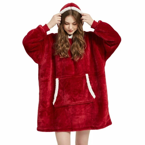 VETEMENTS Coperte Invernali Manica Ultra Peluche Coperta Felpa con Cappuccio Calda Flanella Con Cappuccio Vestiti