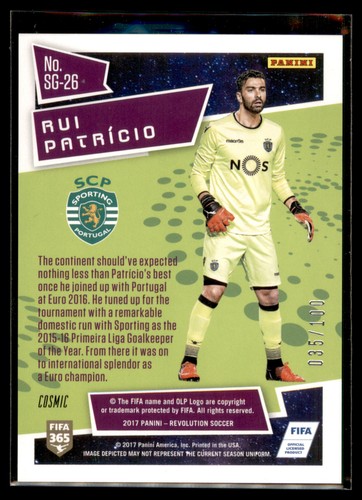 2017 Panini Revolution Soccer Star Gazing COSMIC Rui Patricio - Sporting #35/100 - Picture 2 of 2