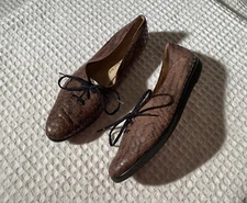 vintage Salvatore FERRAGAMO Lace-up Shoes Brown Snake Embossed Oxfords 10