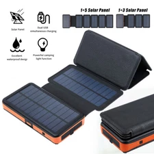 Portable 468000mAh Solar Power Bank w/ 6 Solar Panel 2 USB Charger For Cellphone