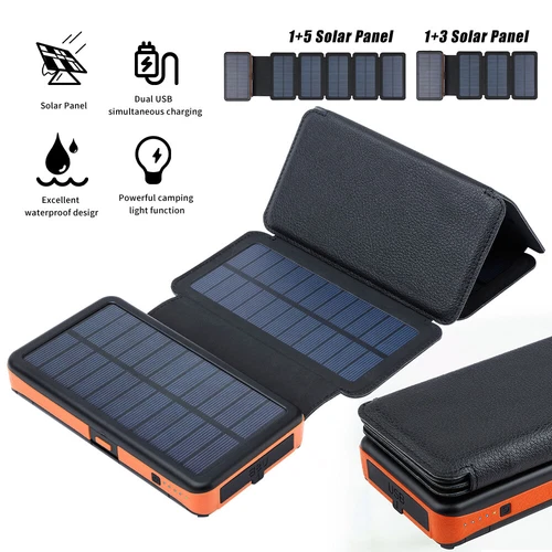 46800mAh Portable 6 Solar Panel Folding Power Bank Outdoor Camping Phone Charger image 7