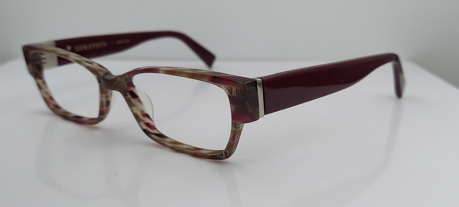 Seraphin Gray Burgundy Rectangular Sunglasses Fra… - image 1