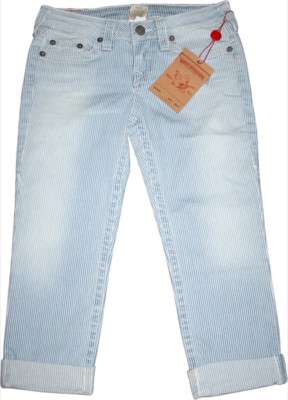 True Religion NEU Lizzy Gr.29 Capri-Jeans Blau-weiß-gestreift Ram Junktion