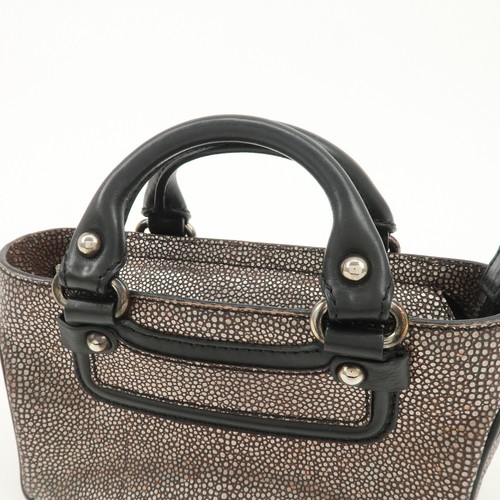 Authentic CELINE Leather Mini Boogie Bag Hand Bag Silver Black Used F/S - Picture 5 of 24