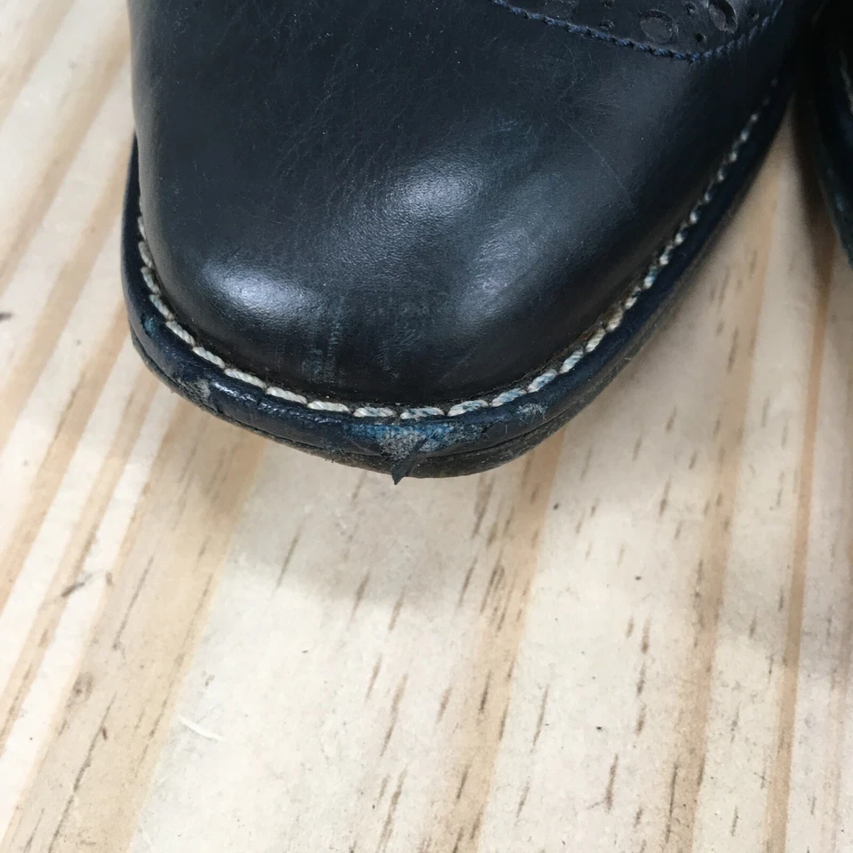 Zapatos Bally Mujer 37.5 Punta de Ala Oxford Cuero Negro Sin Cordones Informales Borla Bloque Foto 3 de 4