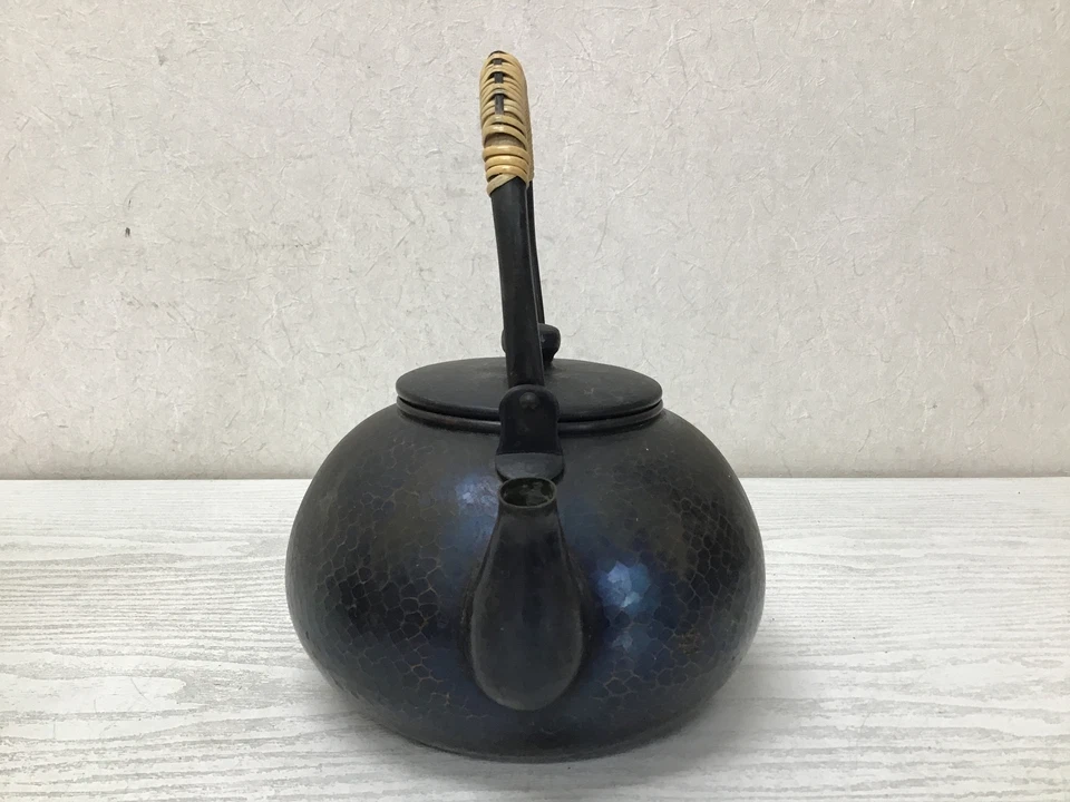 Bule de cobre Y2585 KYUSU caixa assinada cerimônia do chá Japão antigo vintage - Imagem 2 de 4