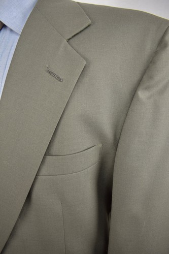 1976-1994 Unbranded Solid Olive Green 100% Wool Two Button Two Pc Suit Size: 42R - Picture 3 of 11