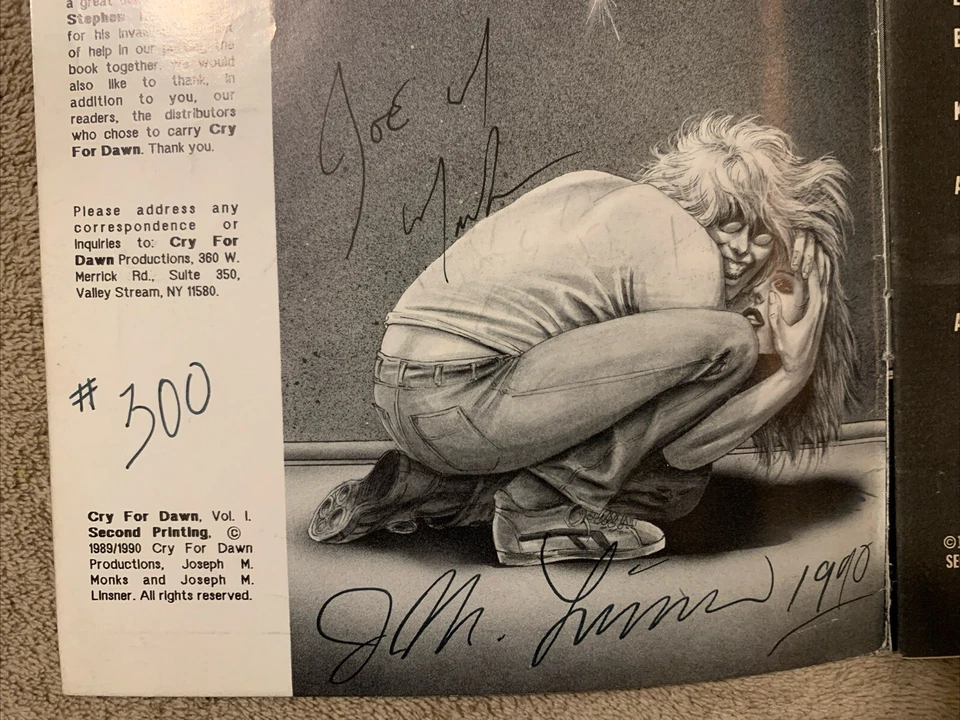 CRY FOR DAWN NO1, 1990 2-й выпуск, подписанный и пронумерованный обоими J. Linsner & J. Monks - Изображение 3 из 4