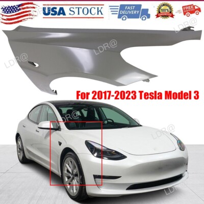 Primed Fender For 2017-2023 Tesla Model 3 Front Passenger Side