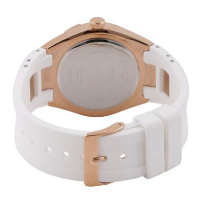 W0653L4 Guess Luna White Band Rose Gold Watch Guess Luna Diamonds White Dial White Rubber Strap Watch for  main image 4