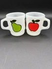 Vintage Fire King Anchor Hocking Super Fruits Pear & Apple Stacking Mugs