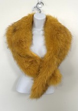 Faux Fox Fur Wrap Shawl Marigold Mustard Gold Pull Thru Fur Collar Scarf Lined