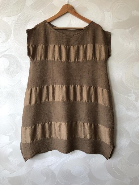 Women Issey Miyake Dress Brown Polyester One size