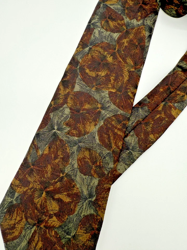 Corbata Ermenegildo Zegna para Hombres Marrón Dorado Floral Seda Lujo Hecha en Italia Prendas para el Cuello Foto 2 de 4