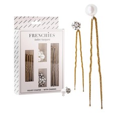 20 PCS French Twist Hair Pin Velvet Coated Pearls Crystals Lrg Sm Blond