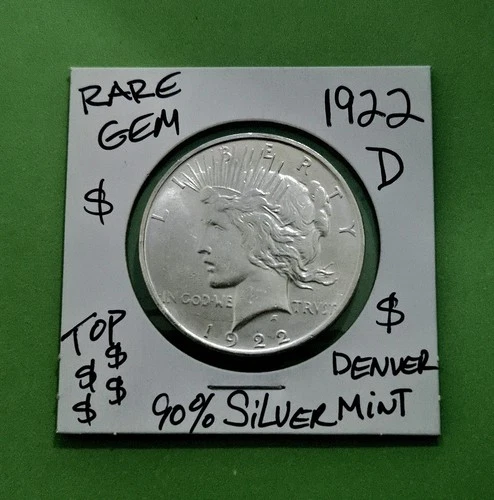 1922 D Peace Silver Dollar CHOICE GEM DENVER MINT Rare AU/BU Grade Silver Coin