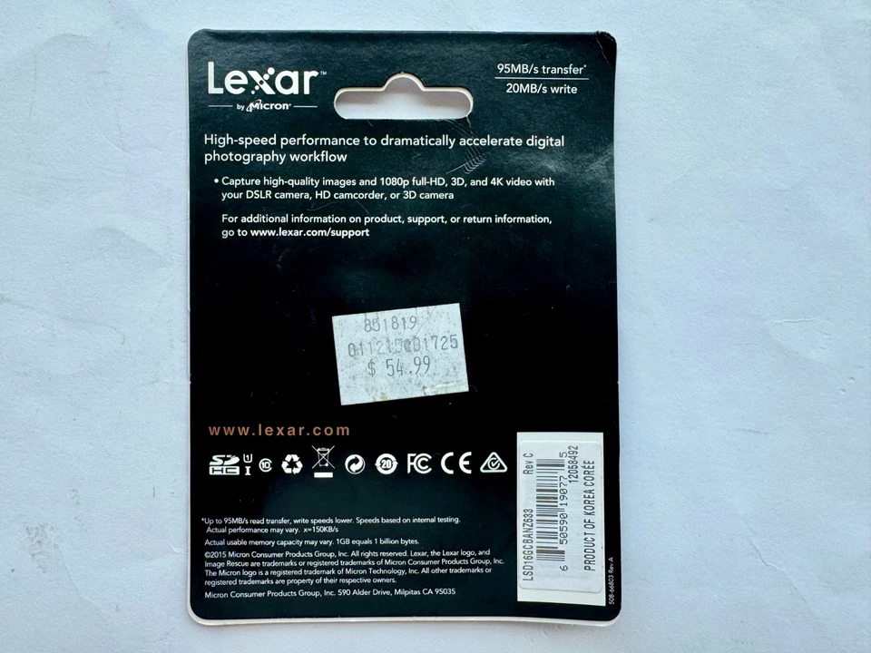 Lexar 633x Professional 16GB SDHC Memory Card - New and Unopened - Image 2 of 2