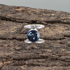 925 Sterling Silver Round London Blue Topaz Statement Wedding Band Minimal Ring