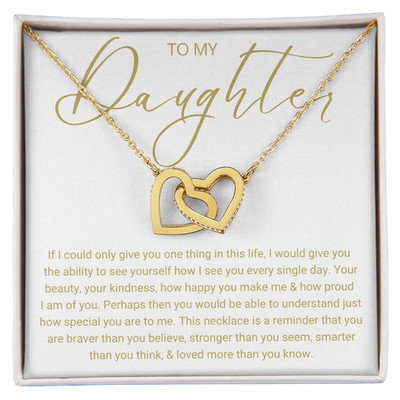 To My Daughter linked hearts Necklace Heartfelt Gift FOR birthday graduation