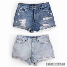 Abercrombie  Fitch Shorts 2 Pair Blue Jean Annie High Rise Cutoff Distressed 30