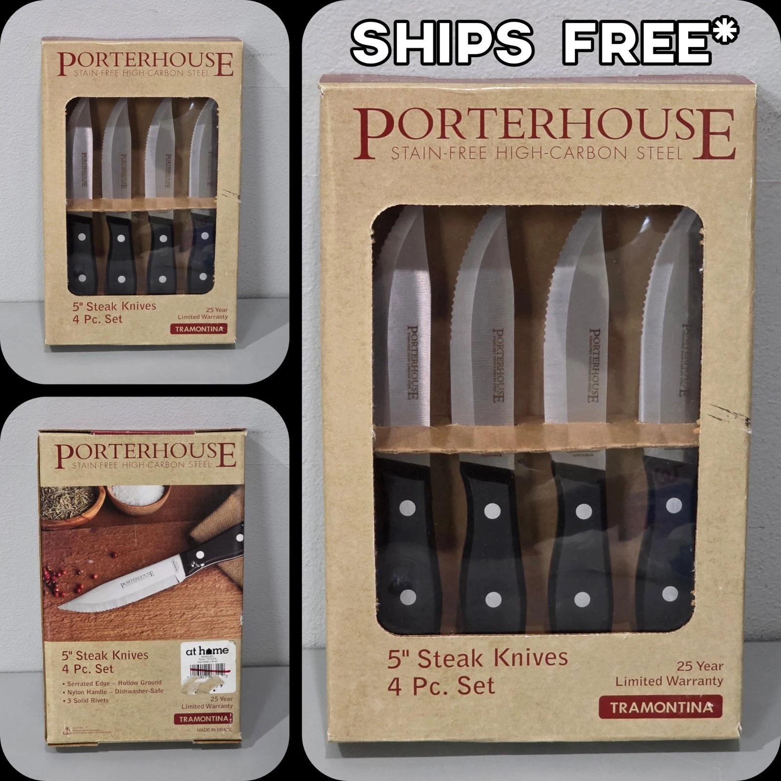 Tramontina: Porterhouse 4 Piece (5") Steak Knife Set - Nylon / High Carbon Steel
Opens in a new wind
