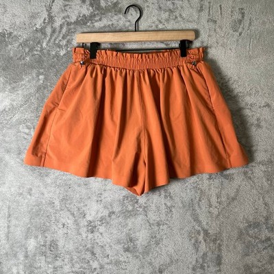 Athleta X Alicia Keys Enlighten Up Flutter Shorts Orange Medium Athleisure
