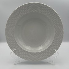 Pillivuyt France Basketweave White Porcelain 9" Rimmed Soup Bowl