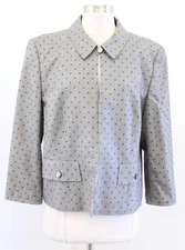 Escada Womens Gray Black Polka Dot Wool Single Button Blazer Jacket Size 44